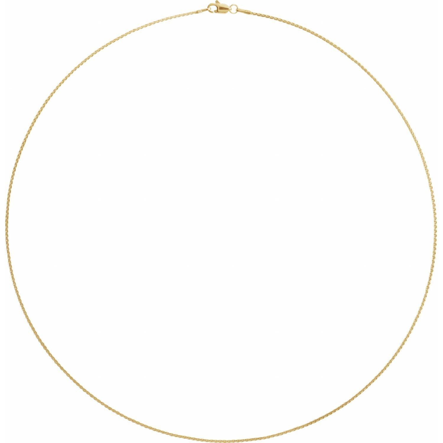 14k Yellow Gold 1 mm Wheat 24" Chain Necklace Fine Gift for Women