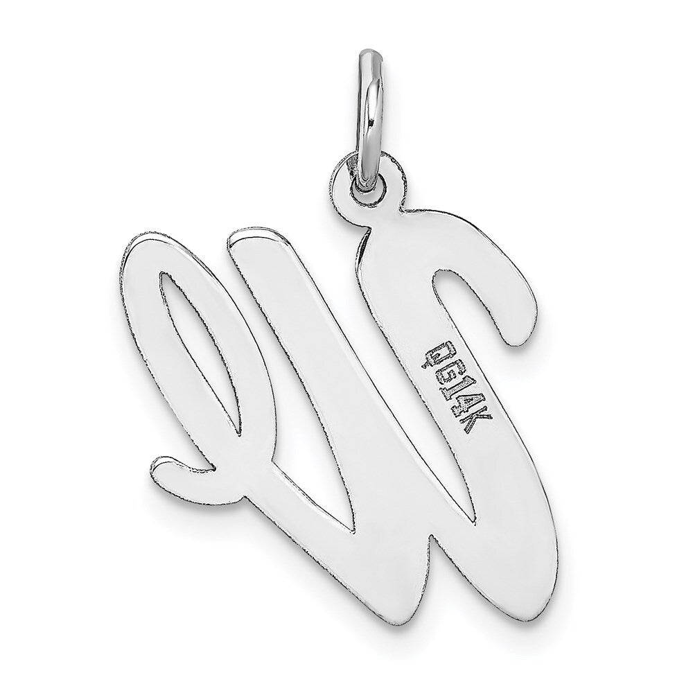 14k White Gold Large Script Letter W Initial Charm Pendant for Women