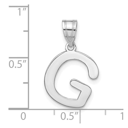 14k White Gold Polished Bubble Letter G Initial Pendant for Women