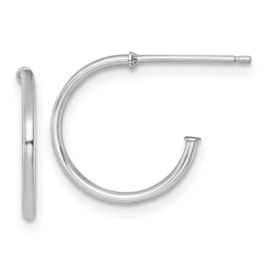 14k White Gold Polished 1.2 x 14mm Solid C-Hoop Earrings Gift for Women