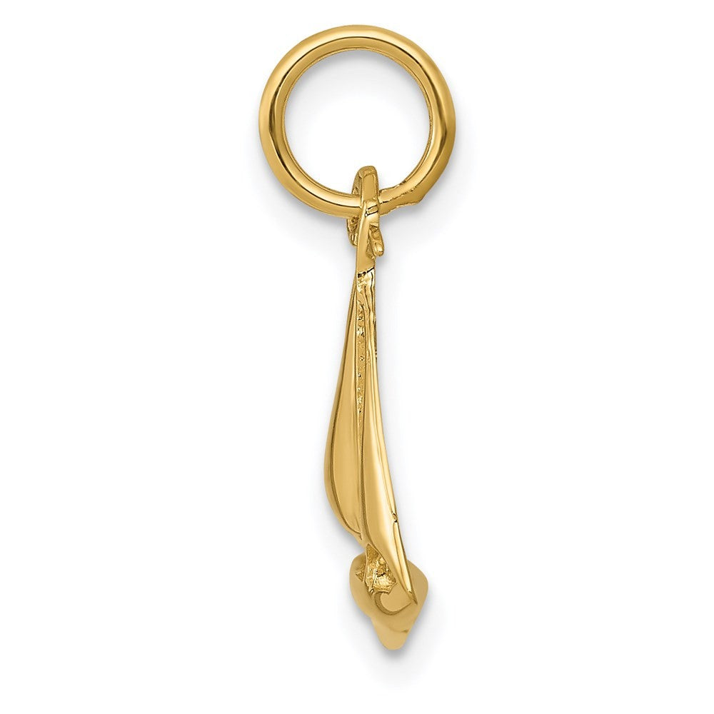 14k Yellow Gold  3D Sailboat Charm