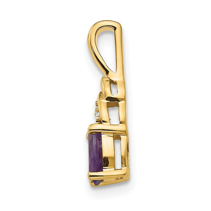 14k Yellow Gold Amethyst and Diamond Pendant