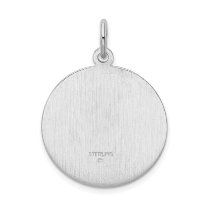 Sterling Silver Rhodium-plated Saint Christopher Medal Pendant
