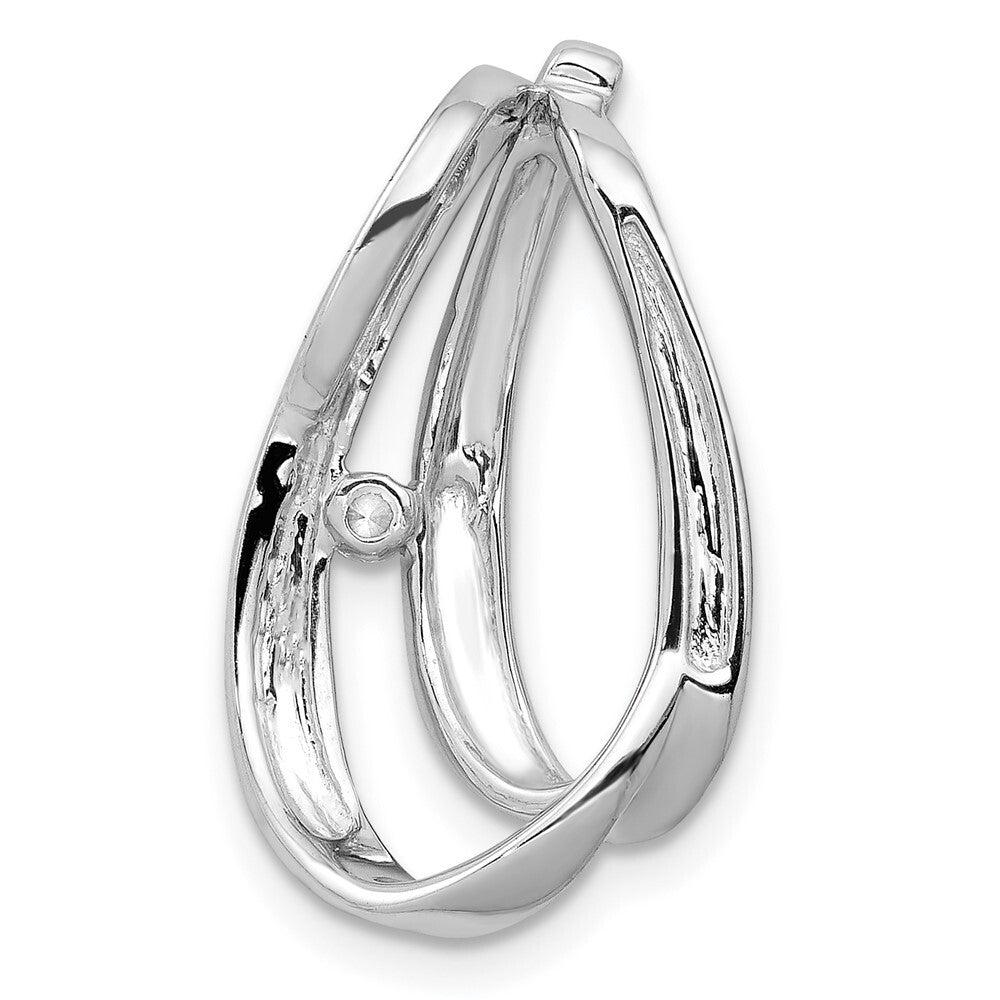 14k White Gold 1/20ct. Diamond Double Teardrop Slide Pendant for Women