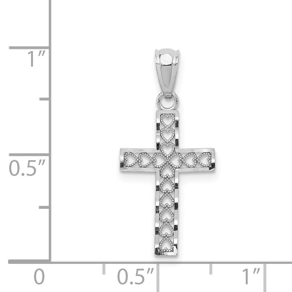 14k White Gold Cross Pendant for Women