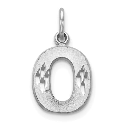 14k White Gold Satin Diamond-cut Letter O Initial Charm Pendant