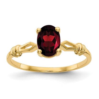 14K Yellow Gold 7x5mm Oval Garnet ring