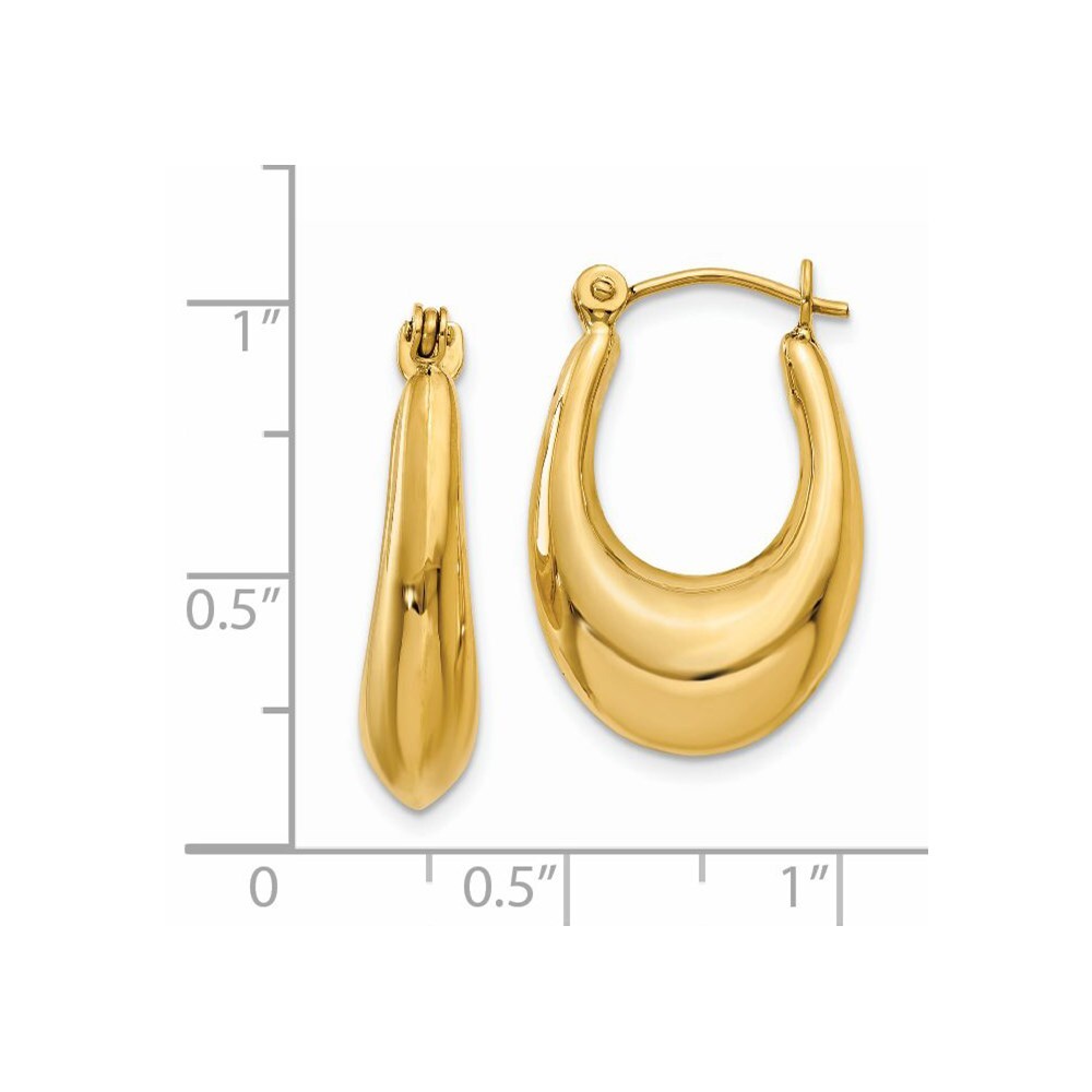 14k Yellow Gold Polished Hoop Earrings Gift for Women