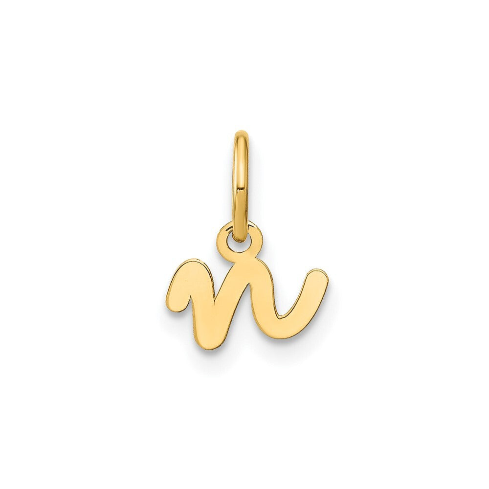 14k Yellow Gold Lower case Letter N Initial Charm Pendant for Women