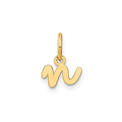 14k Yellow Gold Lower case Letter N Initial Charm Pendant for Women