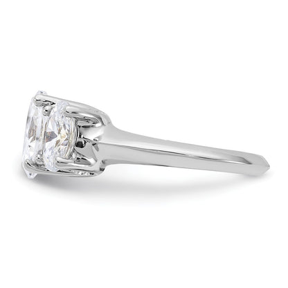 Sterling Silver Rhodium-plated 3 Stone Cubic Zirconia Ring Size 8