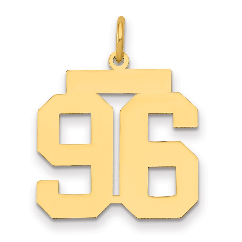 14k Yellow Gold Medium Polished Number 96 Charm Pendant for Women
