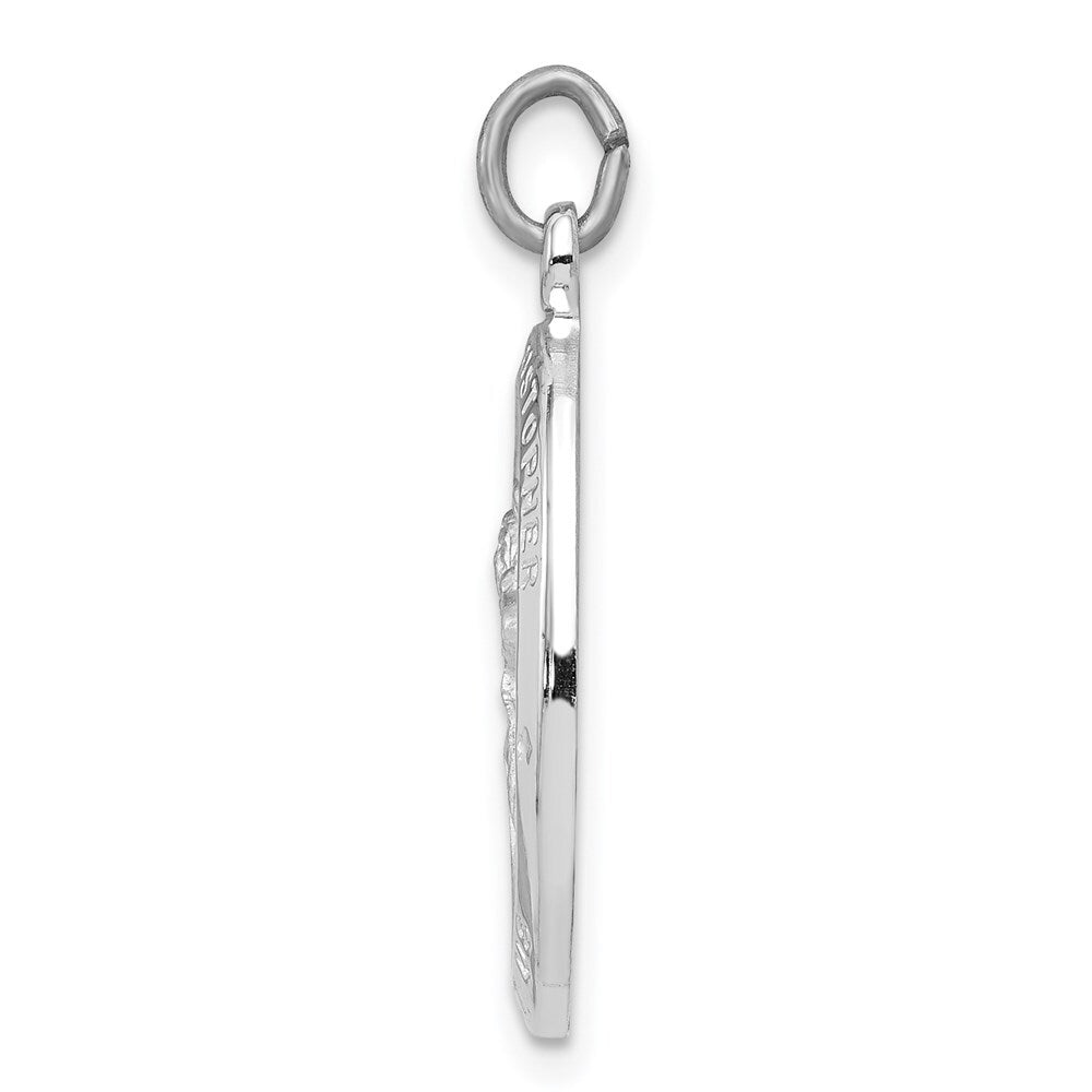Sterling Silver Rhodium-plated St. Christopher Medal Pendant
