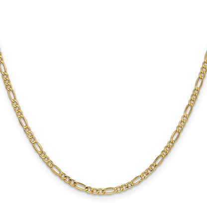 14k Yellow Gold 26" 2.5mm Semi-Solid Figaro Chain Necklace