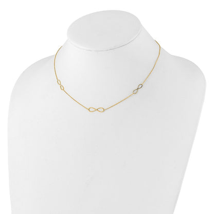 14k Yellow Gold Polished Infinity Stations 16in with 2in ext. Necklace