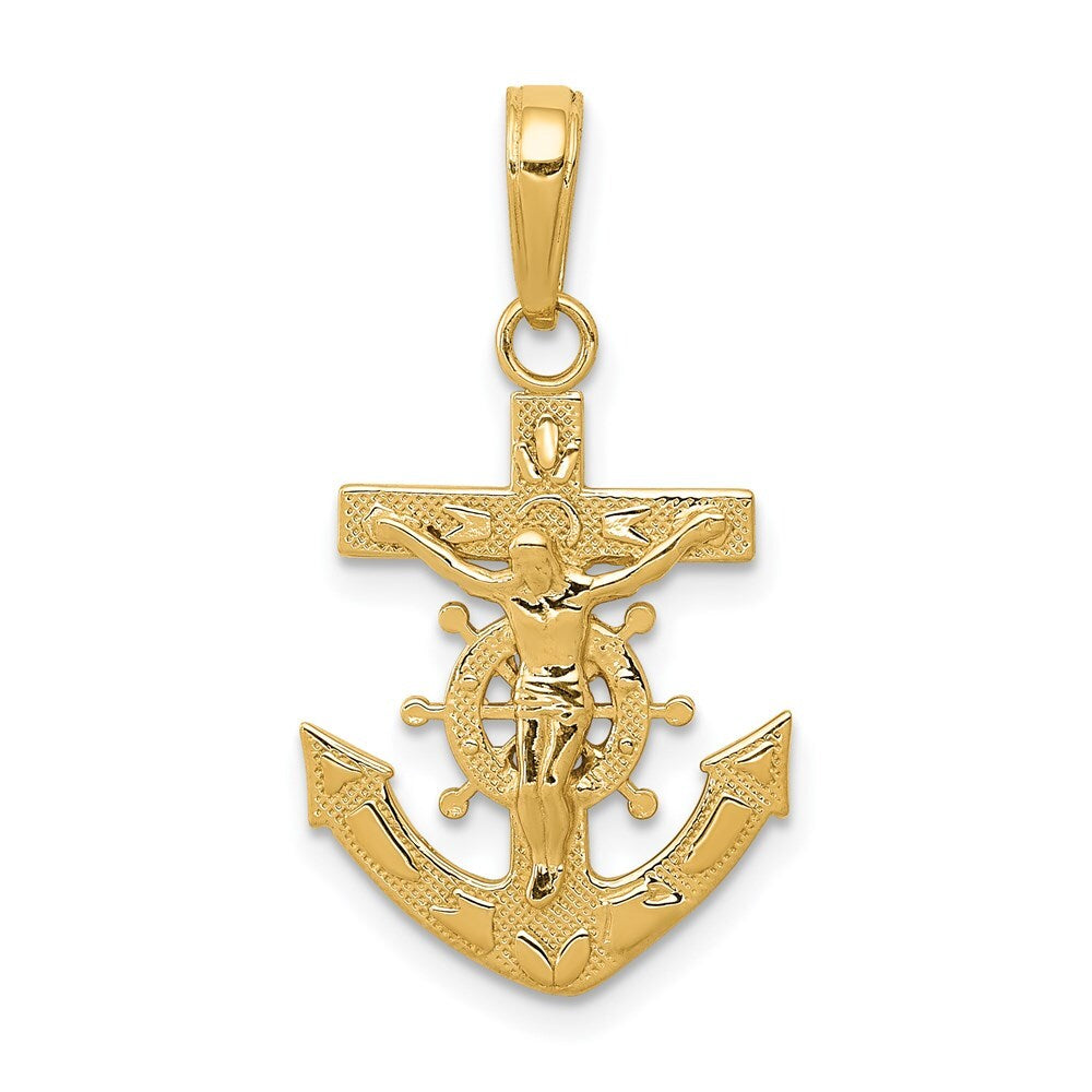 14k Yellow Gold Mariners Crucifix Pendant for Women
