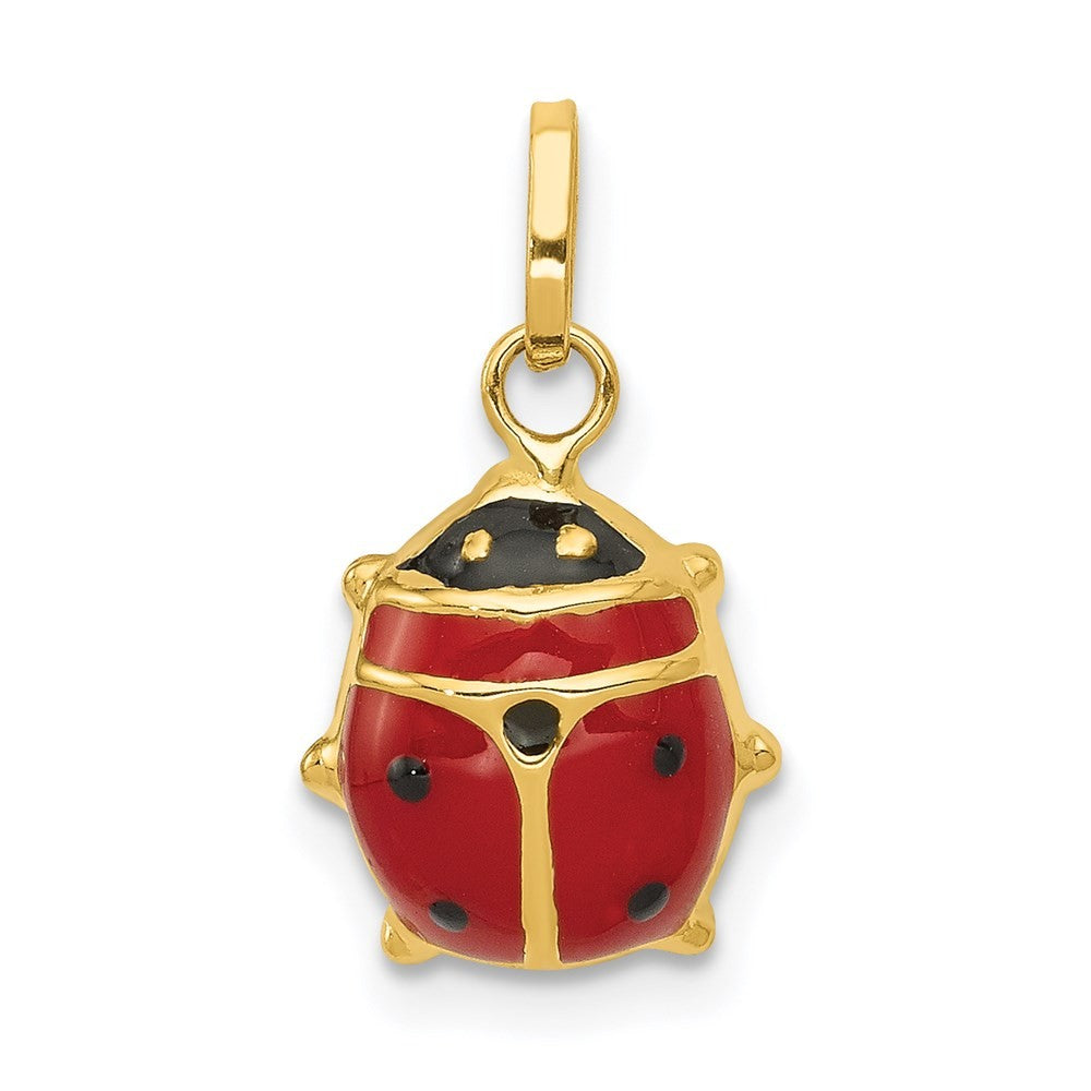 14k Yellow Gold Red and Black Enameled Ladybug Charm