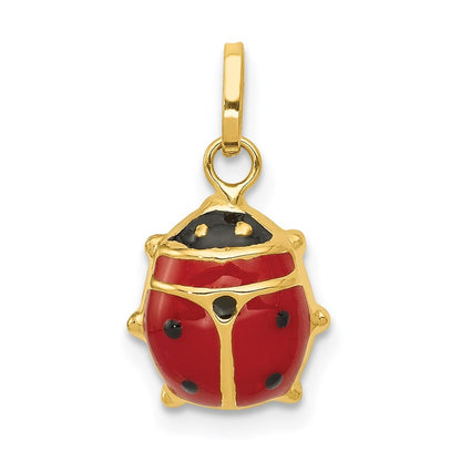 14k Yellow Gold Red and Black Enameled Ladybug Charm