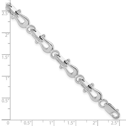 Sterling Silver Rhodium-plated Polished Mariners Link Bracelet