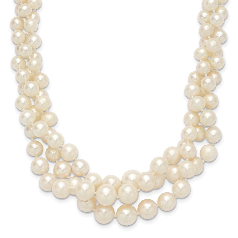 14k Gold 5-9mm Semi-Round Freshwater Cultured Pearl Multi-strand 19" Necklace