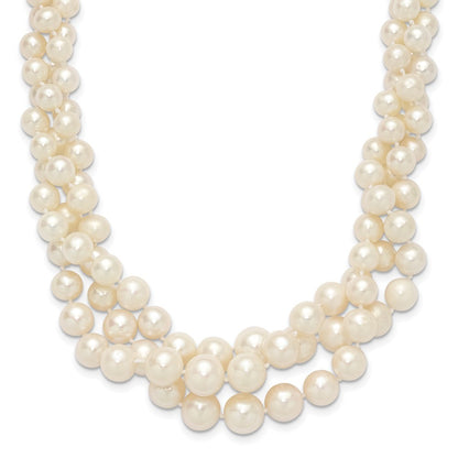 14k Gold 5-9mm Semi-Round Freshwater Cultured Pearl Multi-strand 19" Necklace