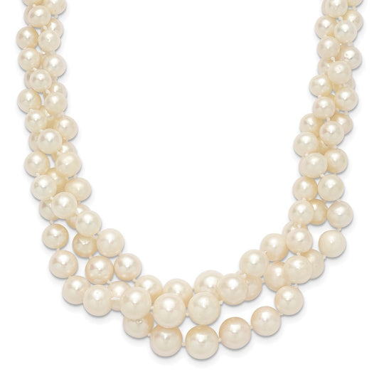 14k Gold 5-9mm Semi-Round Freshwater Cultured Pearl Multi-strand 19" Necklace
