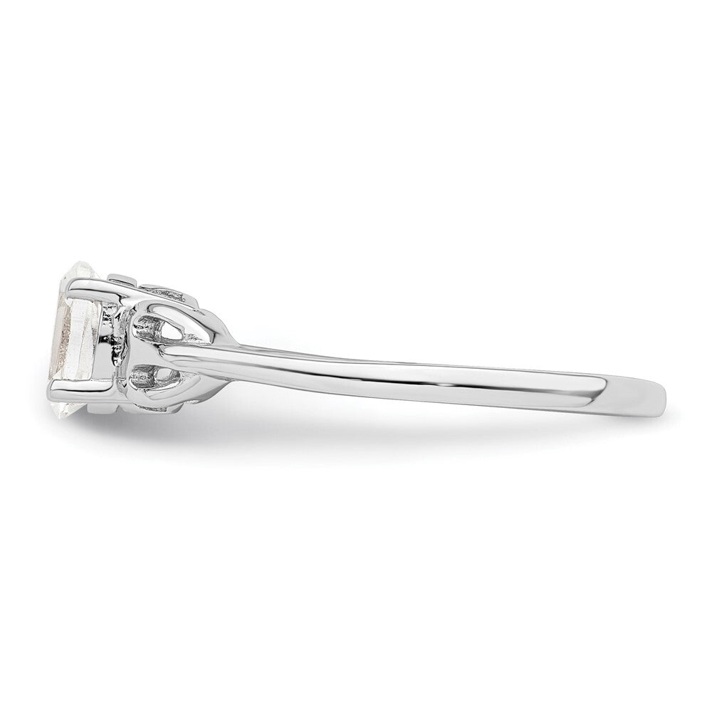 Sterling Silver Rhodium-plated White Topaz Ring