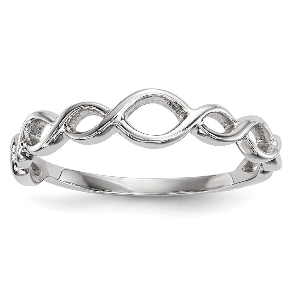 14k White Gold Polished Twisted Loops Ring Size 7