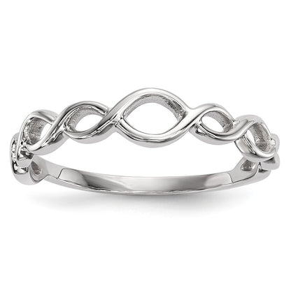 14k White Gold Polished Twisted Loops Ring Size 7