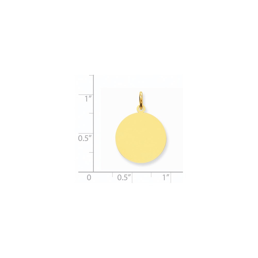 14k Yellow Gold Round Disc Charm Pendant for Women