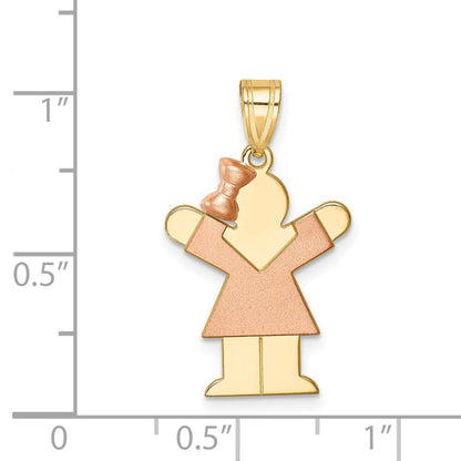 14k Two-tone Gold Small Girl  Bow on Left Engravable Charm Pendant