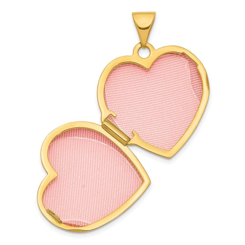 14k Yellow Gold 19mm Heart Border Heart Locket Pendant for Women