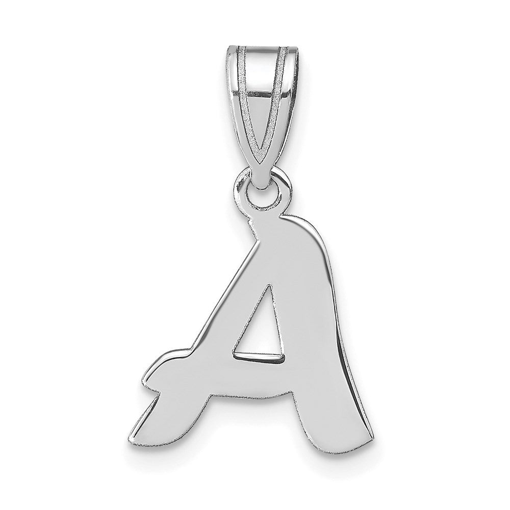 14k White Gold Polished Script Letter A Initial Pendant