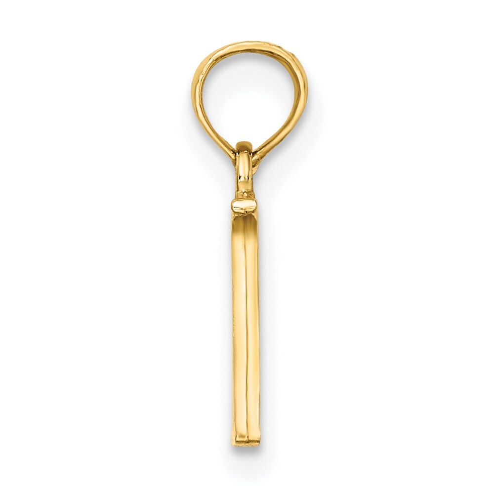 14k Yellow Gold Polished Block Letter N Initial Pendant for Women