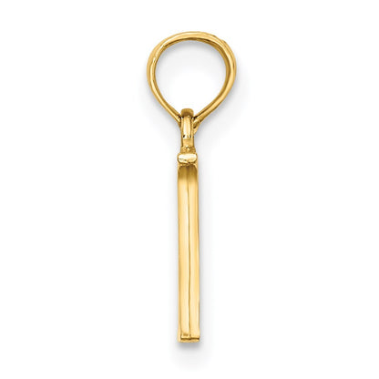 14k Yellow Gold Polished Block Letter N Initial Pendant for Women
