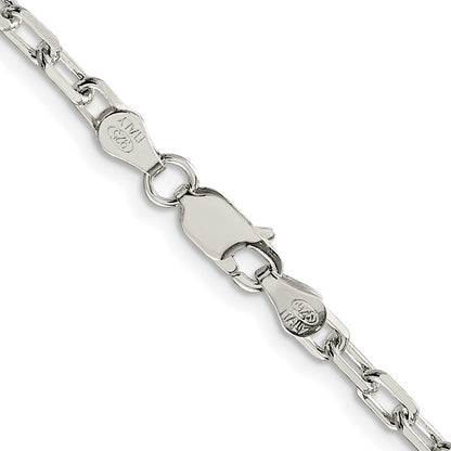 Sterling Silver Rhodium-plated 3.75mm Diamond-cut Long Link Cable Chain