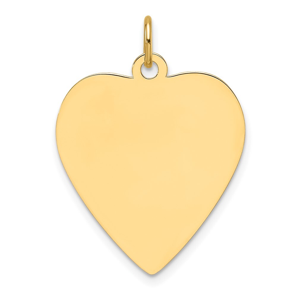 14k Yellow Gold Plain .018 Gauge Engravable Heart Disc Charm