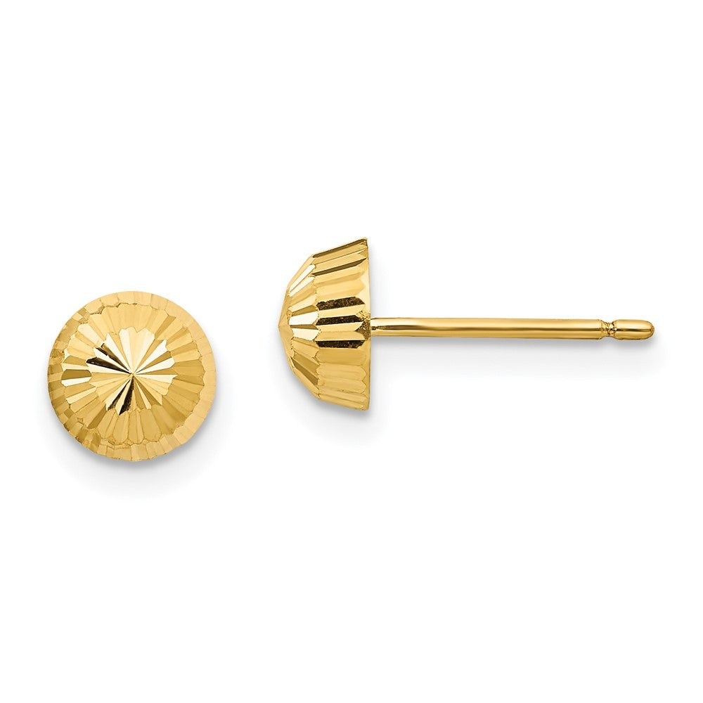 14k Yellow Gold Madi K Polished & Diamond-Cut Swirl 5mm Button Post Earrings