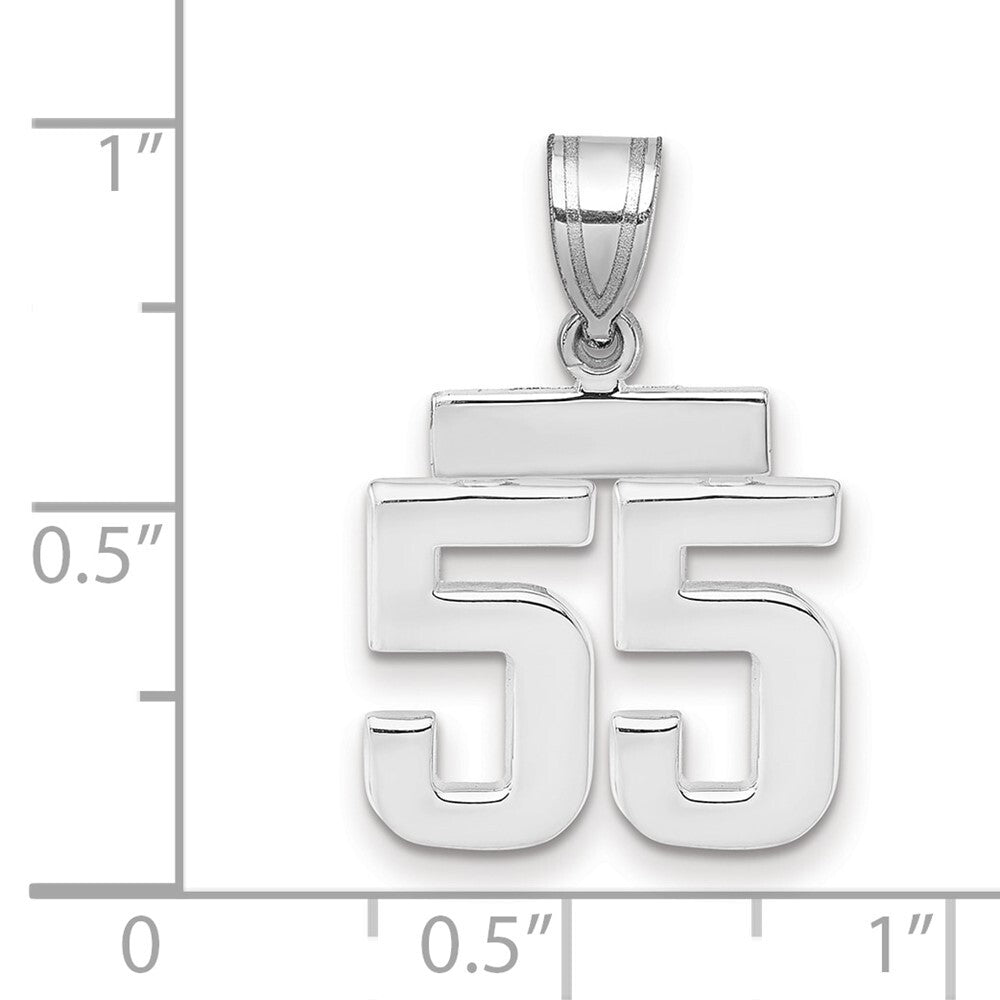 14k White Gold Small Polished Number 55 Charm Pendant for Women