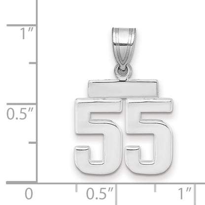14k White Gold Small Polished Number 55 Charm Pendant for Women