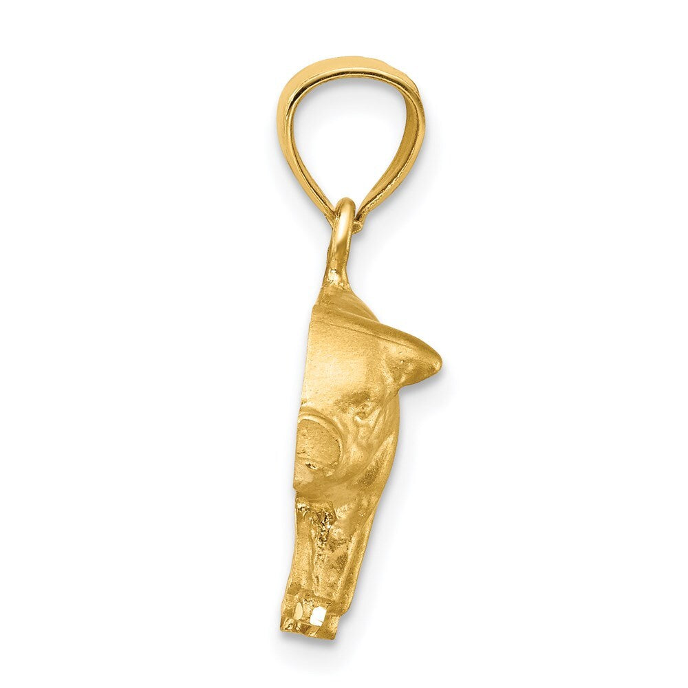 14k Yellow Gold Diamond-cut Pig Pendant for Women
