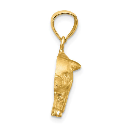 14k Yellow Gold Diamond-cut Pig Pendant for Women