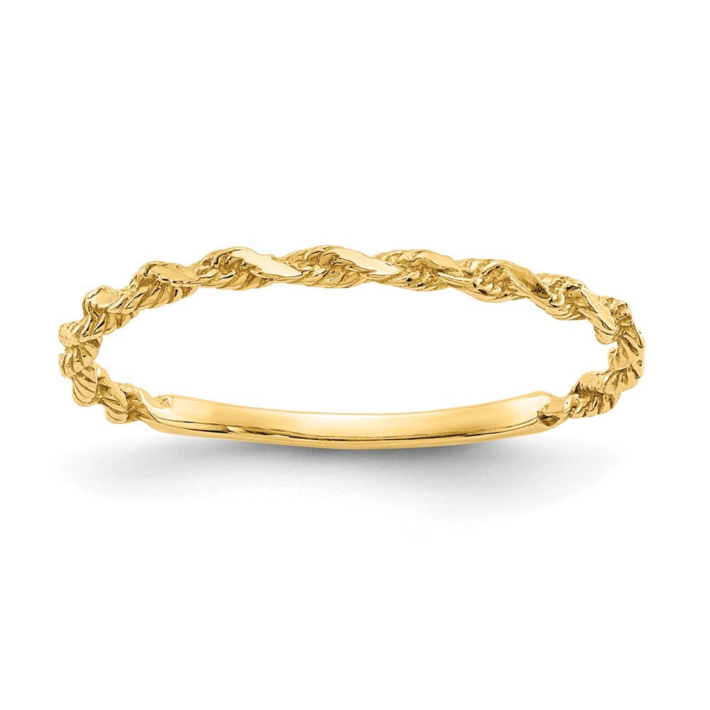 14K Yellow Gold Diamond-cut Textured Rope Band Ring