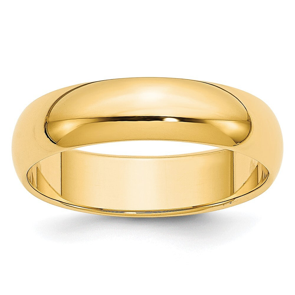 14K Yellow Gold Yellow Gold 5mm Lightweight Half Round Wedding Band Size 6
