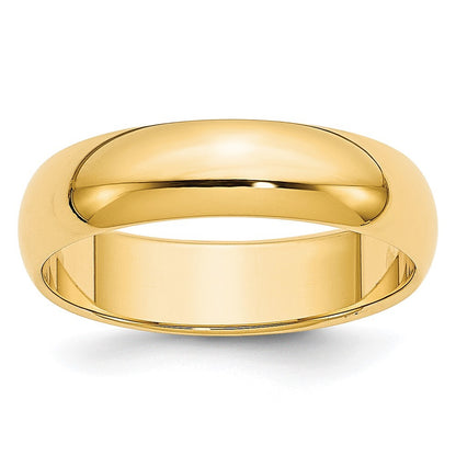 14K Yellow Gold Yellow Gold 5mm Lightweight Half Round Wedding Band Size 6