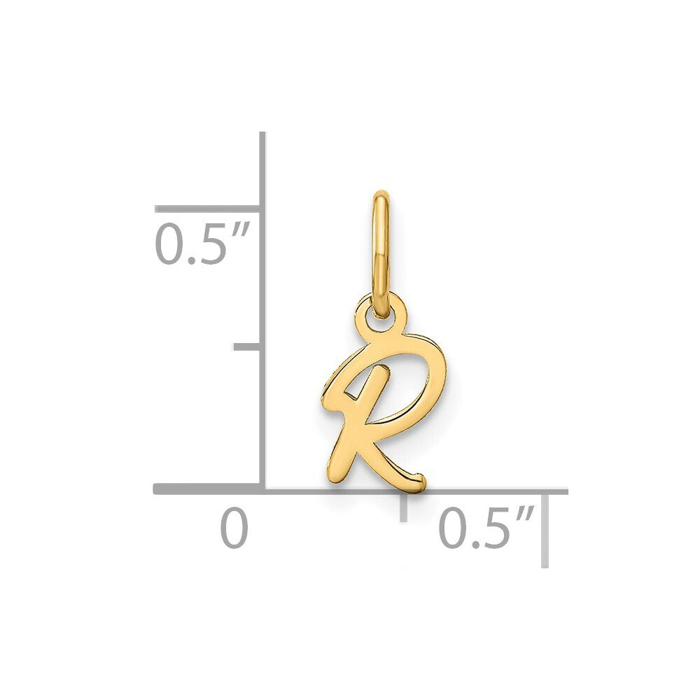 14k Yellow Gold Upper case Letter R Initial Charm Pendant for Women