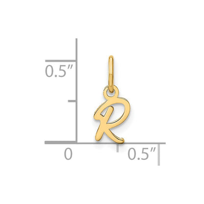 14k Yellow Gold Upper case Letter R Initial Charm Pendant for Women