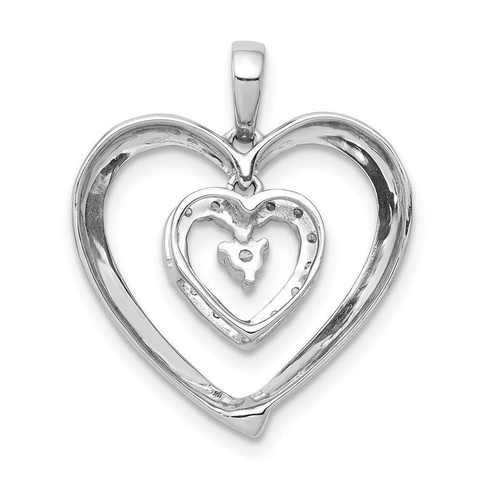 14k White Gold 1/10ct. Diamond Heart Dangle Pendant for Women