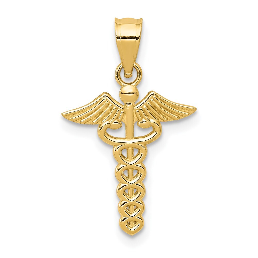14k Yellow Gold Caduceus Medical Pendant for Women