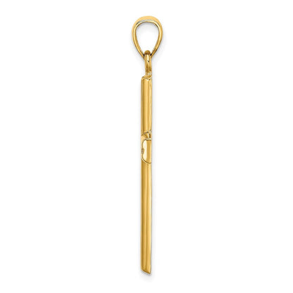 14k Yellow Gold Polished Beaded Cross Charm